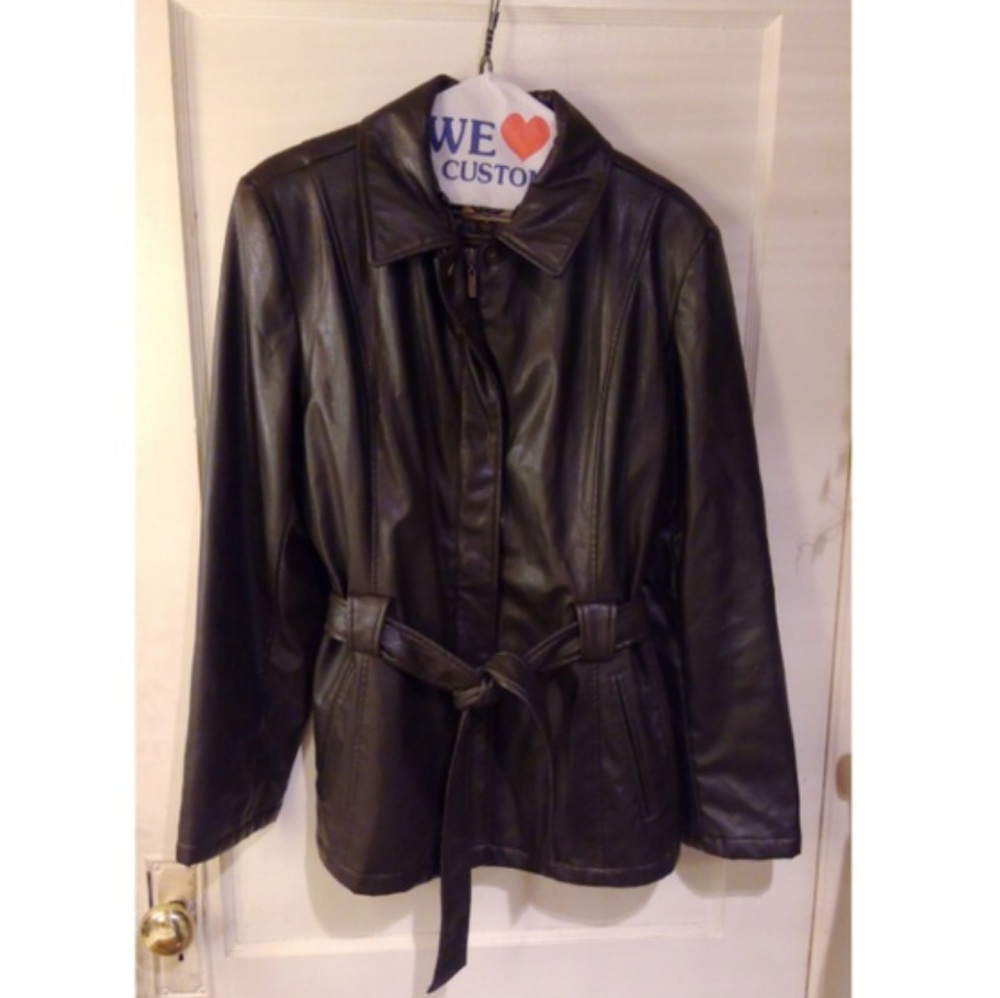 Dark Brown Belted Leather Coat by Giacca